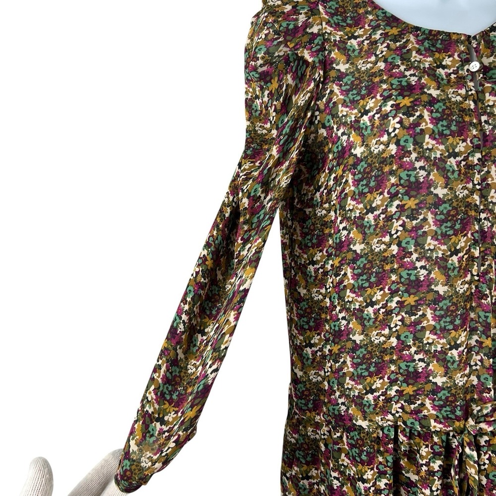 Sandro Dress Womens Size‎ 1 Multicolor Floral Midi Cocktail Boho Designer - Picture 6 of 9
